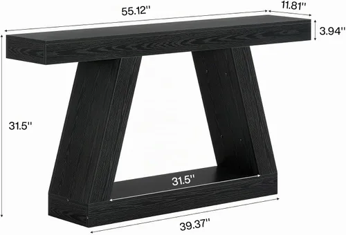 Vista 2 de Tribesigns Mesa consola de granja, mesa de sofá rústica de 55 pulgadas con almacenamiento, mesa de entrada de madera industrial para pasillo, sala
