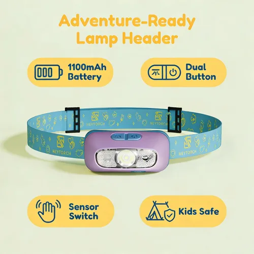 Vista 5 de Juego de luces de campamento para niños, linterna recargable y linterna frontal con sensor de movimiento con carga USB-C, luz nocturna regulable