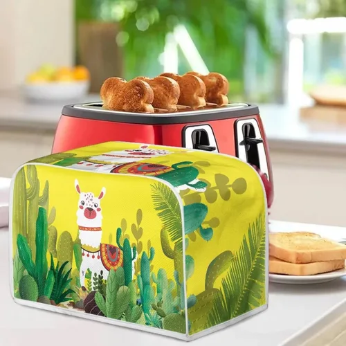 Vista 4 de ZDCUSTOM Bonita funda para tostadora de cactus de alpaca para cocina, cubierta para tostadora con estampado de cactus de alpaca de 2 rebanadas