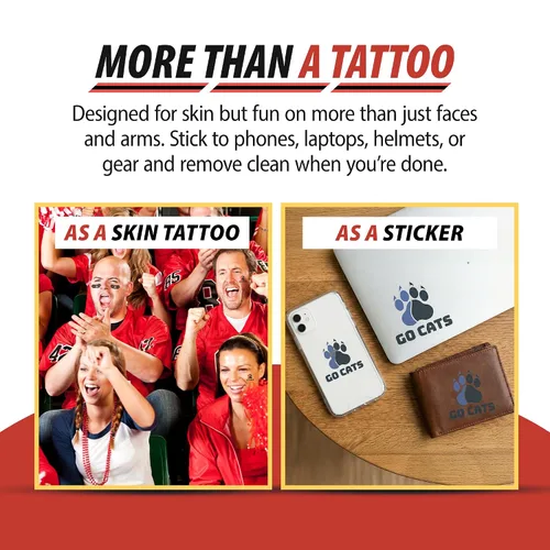 Vista 6 de Fan-A-Peel Tatuajes temporales sin agua de App State, hipoalergénicos, para despegar y pegar, tatuajes temporales impermeables