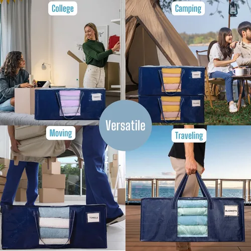 Vista 7 de VENO Paquete de 6 bolsas de mudanza resistentes, bolsas de embalaje con ventana transparente, alternativa a las cajas de mudanza, contenedores