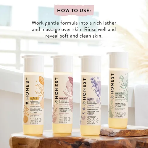 Vista 7 de The Honest Company Paquete de champú limpiador 2 en 1 y loción facial de gel corporal, suave para bebés de origen natural de cítricos vainilla