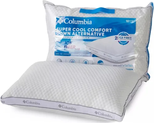 Vista 10 de Almohada Columbia Comfort Ice Fiber Side Sleeper Down Alternative con relleno de fibra de poliéster, funda transpirable de doble cara