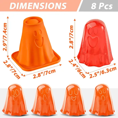 Vista 3 de Kamehame Molde de silicona de fantasma gigante, 8 paquetes de moldes de gelatina fantasma, moldes de silicona para Halloween