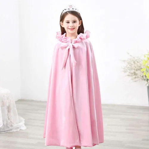 Vista 4 de Newland Capa de princesa, disfraz de capa larga con capucha de princesa para niñas de 3 a 12 años
