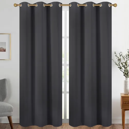 Vista 64 de Diraysid Cortinas opacas beige con ojales para dormitorio, con aislamiento térmico, cortinas de oscurecimiento de habitación, 38 x 54 pulgadas, 2
