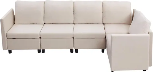 Vista 9 de VEVOR Sofá modular modular, moderno sofá modular de 5 plazas con almacenamiento oculto, sofá modular de nube personalizable, marco de madera maciza