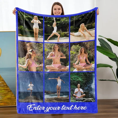 Vista 21 de Mantas personalizadas con fotos, manta personalizada con nombre de imagen para esposa, marido, novio, novia, aniversario, Navidad, cumpleaños, 1 Foto