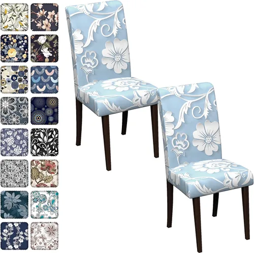 Vista 10 de Fundas para sillas de comedor CoSofSLIP, juego de 2, fundas estampadas elásticas antideslizantes, fundas extraíbles y lavables para sillas