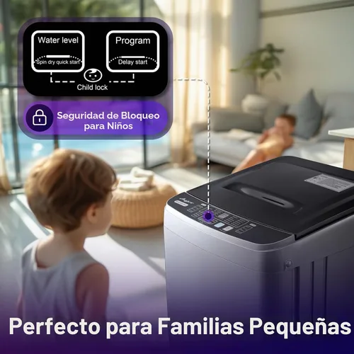Vista 6 de Anypro Lavadoras de ropa portátiles de 17.8LBS lavadora y centrifugadora automática completa combo con 10 programas y 8 niveles de agua, máquina