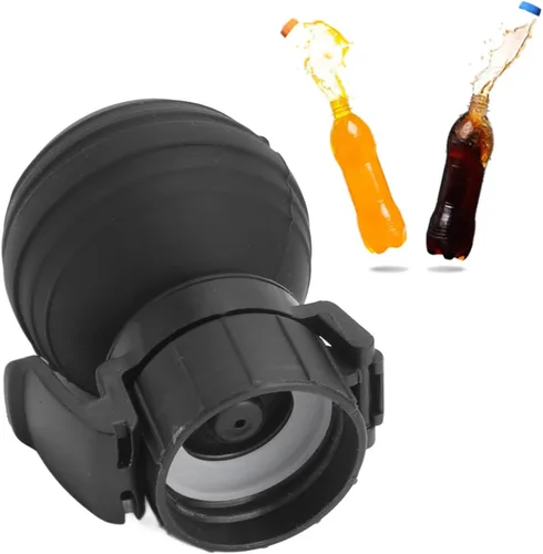 Vista 2 de Fizz Keeper - Tapón de bomba reutilizable, protector de botellas de soda, a prueba de fugas, lata de bebida Fizz Keeper (negro)