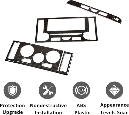 Vista 6 de YIWANG para Land Rover Discovery 3 LR3 2004-2009 coche modo de control central botón marco etiqueta engomada coche Accesorios (grano de madera negra)