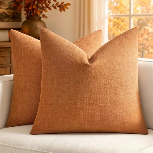 Vista 20 de MIULEE - Paquete de 2 fundas de almohada decorativas de lino de arpillera costera, estilo granja, para sofá, coche, sillón, dormitorio, sala de Azul