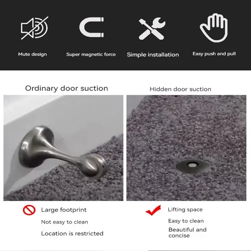 Vista 7 de Tope de puerta magnético, tapón de puerta oculto de acero inoxidable invisible Strong Magnetic Hold Prevents Door Impact And Noise. Ultra Thin