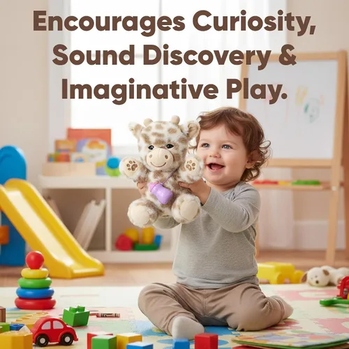 Vista 5 de Love By Emi Juguete de peluche de grabación interactiva para niños pequeños, presiona para grabar y jugar, reproducción de sonido activado por