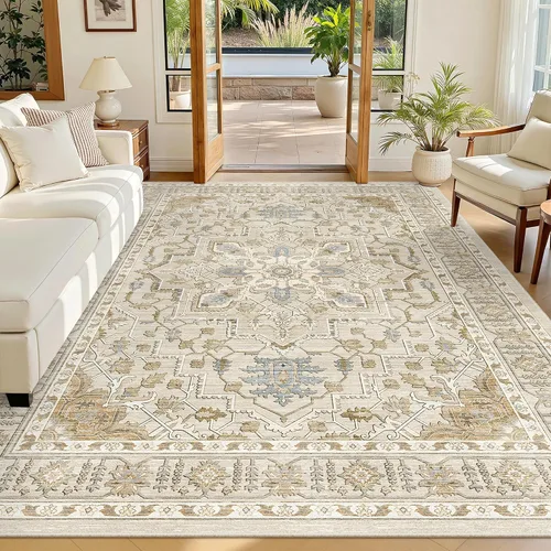 Vista 47 de Madane Alfombra lavable de 2 x 3 pies, alfombra de entrada pequeña, antideslizante, vintage, para entrada interior, alfombra de pelo bajo