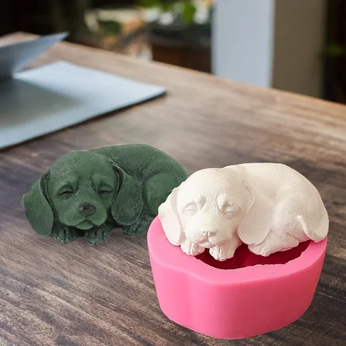Vista 7 de 2 moldes de jabón de silicona para perros, forma de hueso de pata de cachorro 3D, molde de fondant de silicona, lindo molde de vela para perro, cera