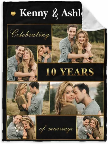 Vista 12 de InterestPrint Manta de fotos personalizada para pareja, novio, novia, manta personalizada de 6 fotos, manta personalizada de aniversario y boda