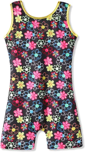 Vista 34 de HOZIY Leotardos de gimnasia para niñas, trajes de ciclismo con patrón adorable brillante