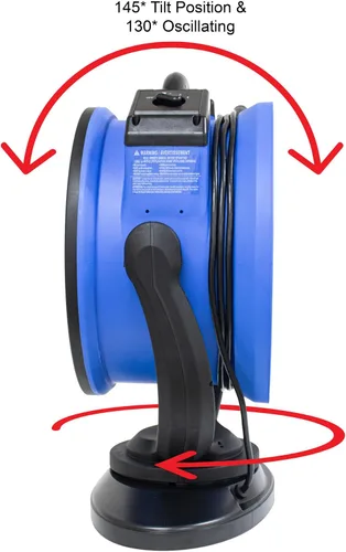 Vista 3 de XPOWER, Ventilador oscilante portátil de 2100 CFM FC-300S, diámetro del ventilador: 18 pulgadas, entrega de aire 2100 cfm, modelo # FC-300S