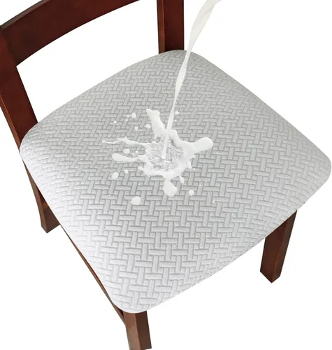 Vista 20 de Genina Fundas de Asiento para Silla de Comedor Fundas de Asiento Deslizables Fundas de Silla de Cocina (Beige, 2 Piezas)