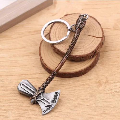 Vista 3 de Gaweco 2 llaveros Thor's Stormbreaker + Hammer Hacha Mjolnir, plateado