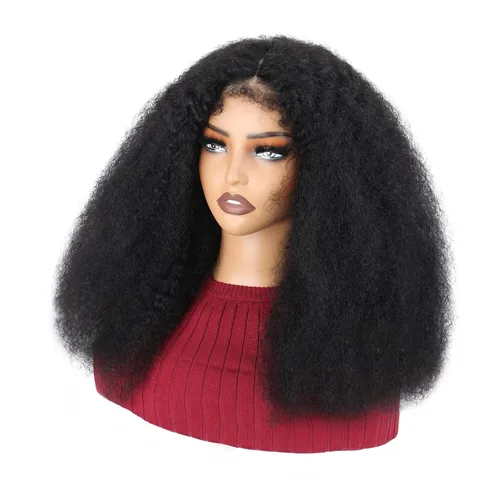 Vista 8 de Peluca negra Kinkycurly con borde 4C, cabello humano 4x4 HD encaje afro rizado cierre peluca para mujeres negras encaje precortado sin pegamento