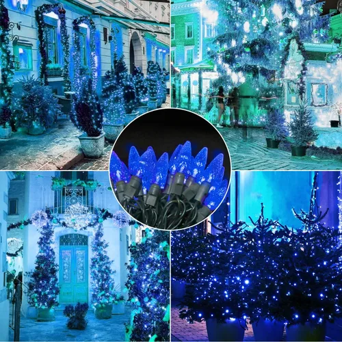 Vista 6 de 70 luces LED C6 de Navidad, 35.5 pies, color azul, para exteriores/interiores, grado comercial, impermeables para fiestas, certificación UL