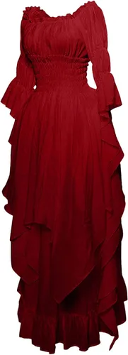 Vista 3 de Vestido medieval para mujer, vestido renacentista de feria irlandesa, vestido rococó, vestido pirata, vestido vintage victoriano gótico de bruja