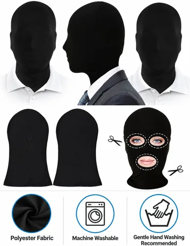 Vista 6 de HOMELEX 2 piezas máscara de cara completa para Halloween Cosplay máscara de cabeza completa unisex máscara de temerario