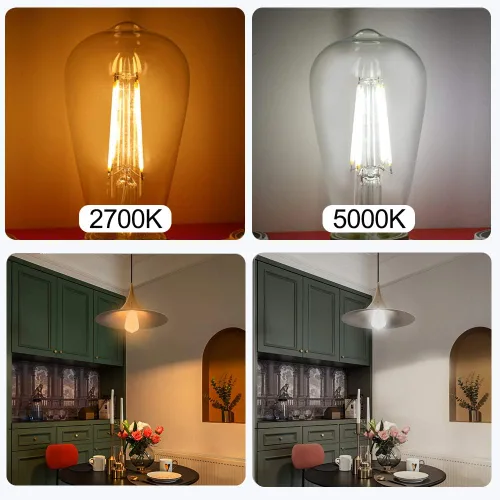 Vista 5 de Paquete de 6 bombillas LED Edison vintage, equivalente a 60 vatios, (ST19/ST64) bombillas de filamento LED, CRI 95+, luz blanca suave de 2700K,