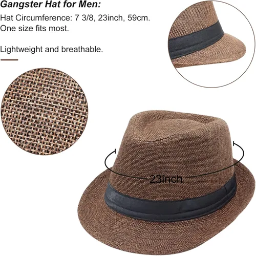 Vista 2 de OSEMIOKA Conjunto de accesorios de disfraz de los años 20 para hombre, disfraz de gángster de Gatsby para hombres, disfraces rugientes de los años