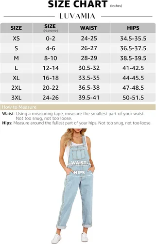 Vista 3 de luvamia - Overol de jeans para mujer, diseño casual, ajustable y elástico con pechera