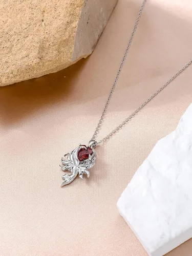 Vista 4 de Dorunmo Collares de animales con colgante de flamenco de rana y fénix de plata de ley, regalos de Navidad para mujeres y niñas