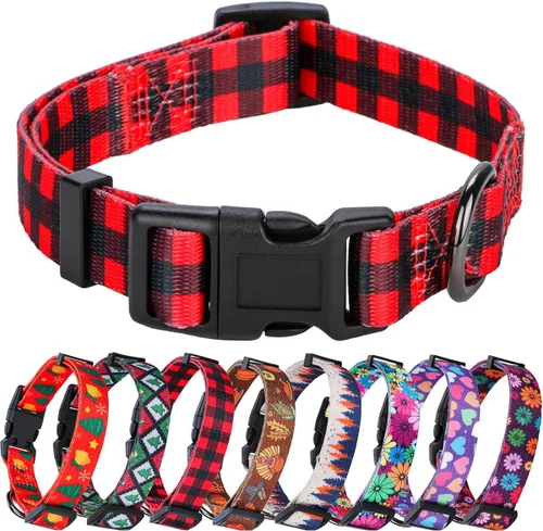 Vista 9 de Collar de perro para perros pequeños con patrón floral para hembras y perros, talla S A1_Girasol