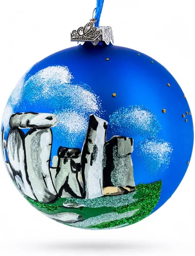 Vista 3 de Stonehenge, Reino Unido Bola de Vidrio Adorno de Navidad 4 Pulgadas
