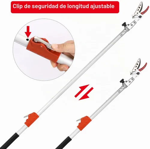 Vista 3 de LeafLux Cortador de árbol extensible, podadora telescópica de poste de 3.67 a 5.45 pies, mango de aluminio ligero, hoja recubierta de teflón, corta