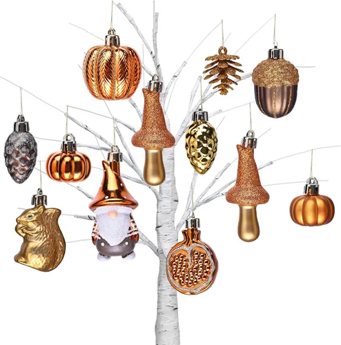 Vista 9 de Valery Madelyn 24ct Fall Ornaments Tree Decorations Shatterproof Home Decor Orange Green