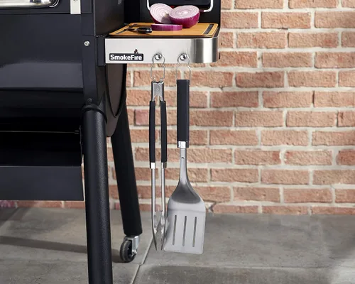 Vista 6 de Weber Juego de herramientas de parrilla de precisión de 3 piezas, pinzas de acero inoxidable, espátula y cepillo de silicona con asas