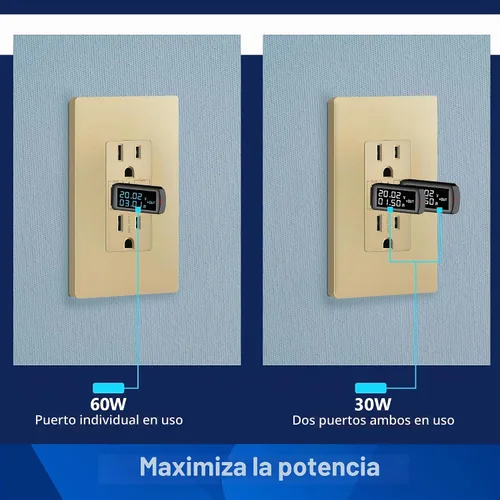 Vista 3 de LIDER Toma de pared USB-C PD de 65 W, suministro de energía, tecnología GaN Dorado