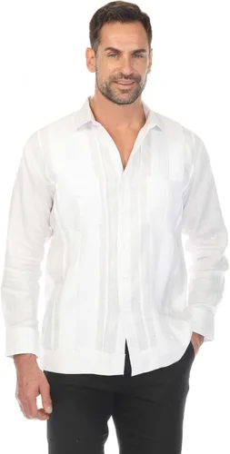 Vista 12 de Mojito Collection Camisa guayabera de dos bolsillos 100% lino para hombre con múltiples pliegues