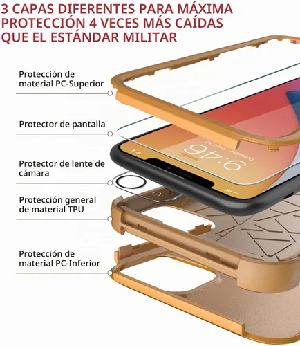 Vista 6 de Diverbox Funda para iPhone 11 [A prueba de golpes] [A prueba de caídas] [Protector de pantalla de vidrio templado], Funda de teléfono de protección