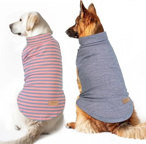 Vista 28 de KYEESE Paquete de 2 suéteres para perro, abrigo para mascotas, cuello alto, ropa elástica para perros, suéteres súper suaves para perros pequeños 1#