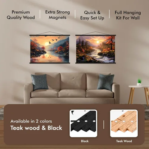 Vista 4 de Travelization Colgador Magnético para Póster de 30" Marco para Póster con Imanes Fuertes, Kit Completo para Colgar para Arte, Mapas, Imágenes y Más