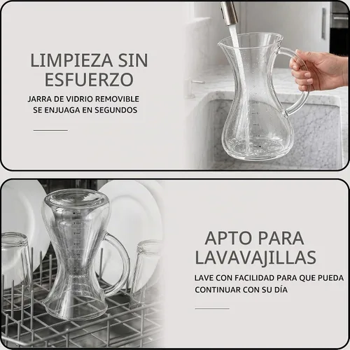 Vista 4 de [Usado] WILLOW Cafetera para verter sobre 8 tazas (42 onzas), cafetera automática por goteo y cafetera, jarra de vidrio, filtro de metal Negro