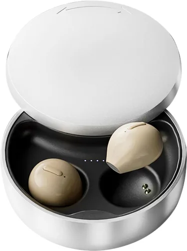 Vista 9 de Auriculares invisibles más pequeños inalámbricos Bluetooth in Ear Mini discretos pequeños auriculares para dormir ocultos con estuche de carga Negro