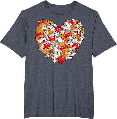 Vista 55 de Camiseta inglesa para el día de San Valentín con diseño de corazón y perro amante de los niños Negro