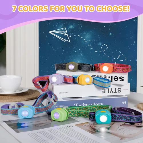 Vista 9 de EverBrite Linterna frontal LED recargable para niños con modo RGB y diadema ajustable, 3 modos multicolor para acampar, leer, explorar, senderismo