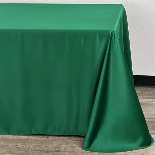 Vista 3 de YOUR CHAIR COVERS - Mantel rectangular L'Amour de 90 x 132 pulgadas - Mantel de boda prémium para mesas rectangulares de banquete de 6 pies - Verde