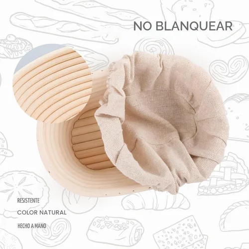 Vista 4 de DOYOLLA Juego Mini de Cestas Ovaladas para Fermentación (16.5 cm, juego de 5), Cestas para Masa de Pan de Masa Madre con Forros para Panaderos